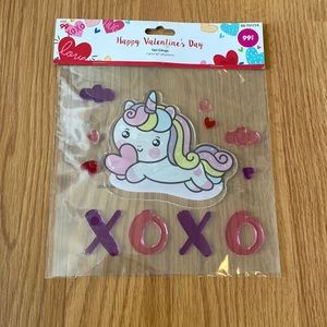 ❤️ Unicorn Valentine’s Love Heart Wall Gel Clings New